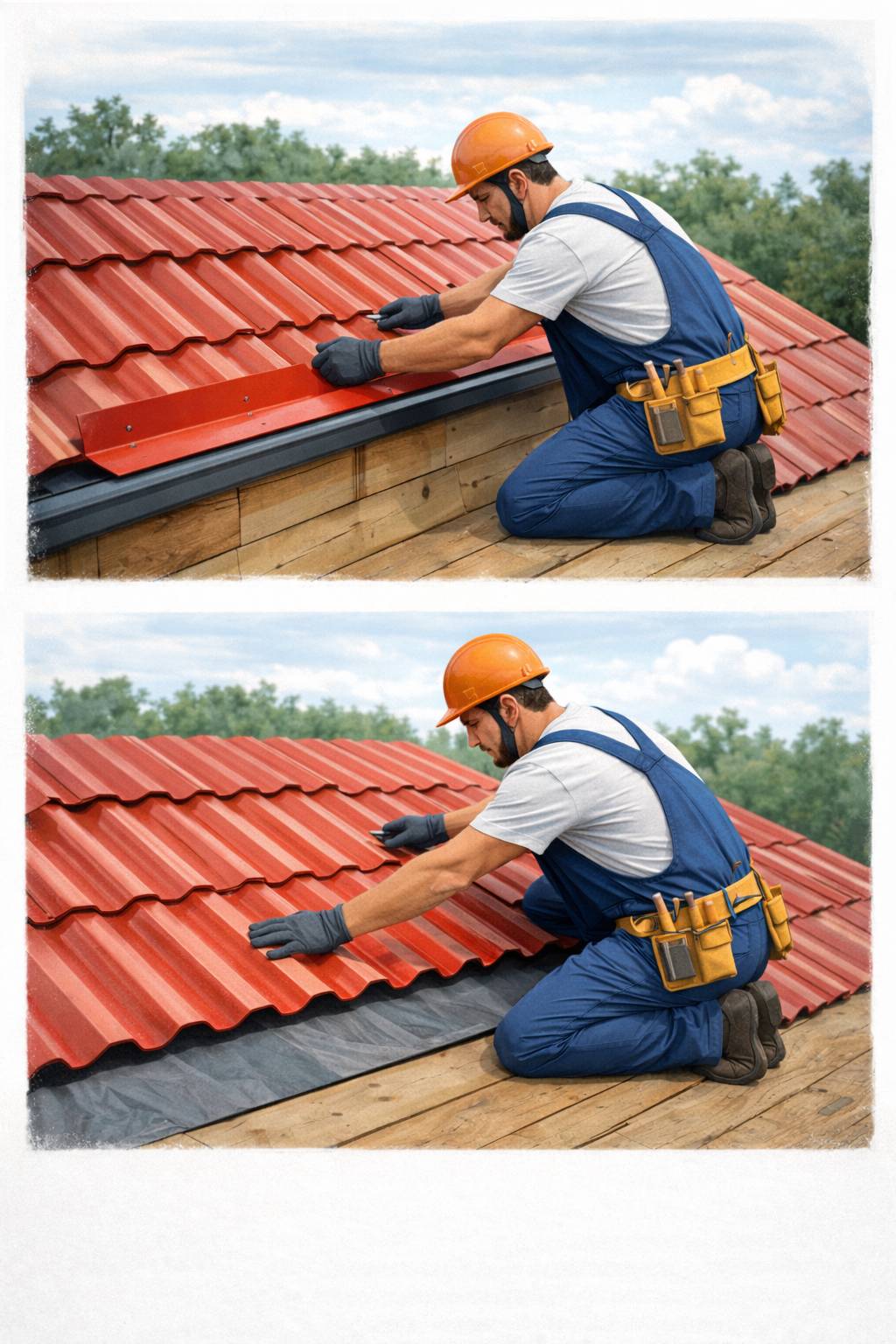 Монтаж кровли из профнастила